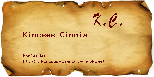 Kincses Cinnia névjegykártya